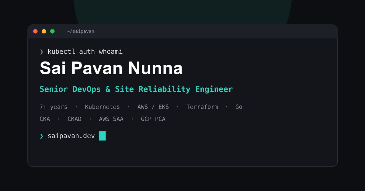 Sai Pavan Nunna | Senior DevOps & Site Reliability Engineer